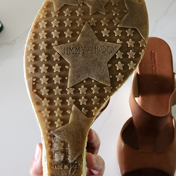 Jimmy Choo Size 38 Leather Wedge Espadrille  Retail $795! Designer Made in Spain - Picture 5 of 7